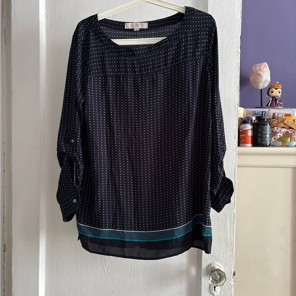 LOFT Blue 3/4 Sleeve Boxy Blouse